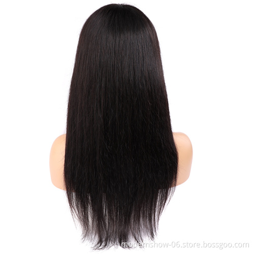 Wholesale Cheap Unprocessed Natural Head Spin Full Machine Wig With Bangs